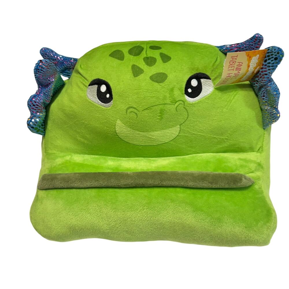 Kids Dinosaur Plush Tablet Holder Pillow Stand Animal iPad Holder Green